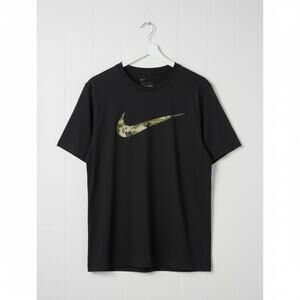 Nike Dri-FIT Black Camo Swoosh Short Sleeve T-Shirt – Size XL